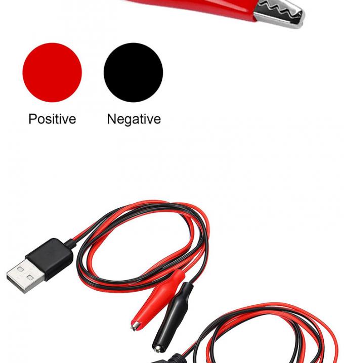 남녀 USB 연결기 두 개의 구리 악어 클램프 악어 클립 테스트 리드 전자기 전용 케이블 3