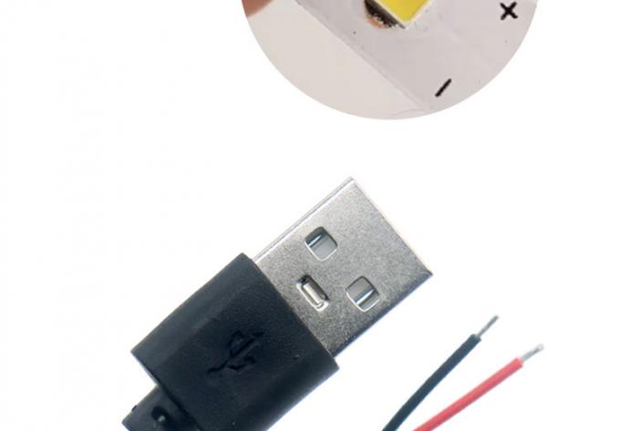 고품질의 5V USB 2.0 LED 라이트 스트립 램프에 대한 고체 2 핀 와이어 끝 피그테일 케이블을 열 수 있는 남성 5