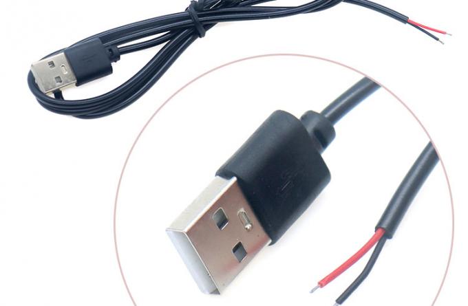 고품질의 5V USB 2.0 LED 라이트 스트립 램프에 대한 고체 2 핀 와이어 끝 피그테일 케이블을 열 수 있는 남성 3