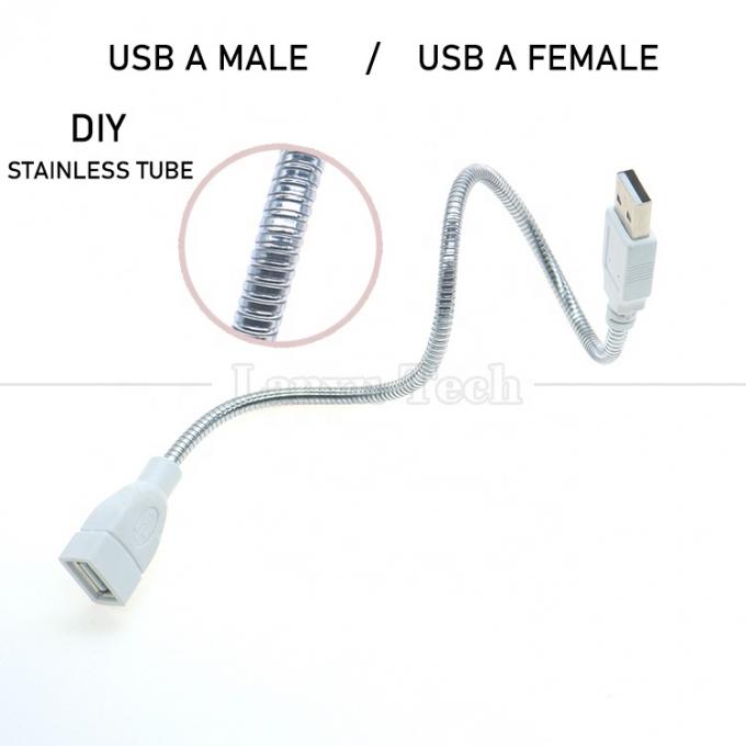 플렉서블 금속 스테인리스 튜브 LED 라이트 팬용 USB 충전 확장 어댑터 케이블 2