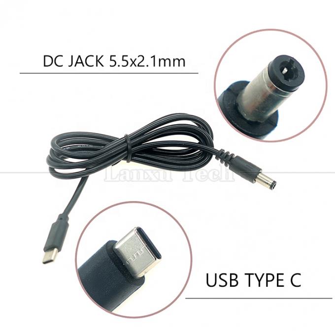 PD 충전 3A 9V 12V 15V 20V USB 타입 C에서 DC 5.5x2.1mm 잭 어댑터 변환 케이블 1
