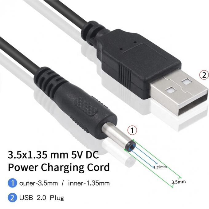 1미터 USB 남성에서 DC 배럴 잭 라우터 스피커용 3.5mm 1.35mm 전력 충전 케이블 4