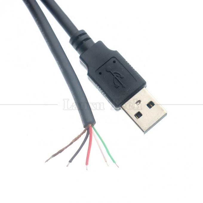 사용자 정의 방패 USB 2.0 남성에서 벗겨진 케이블 오픈 엔드 피그테일 케이블 4