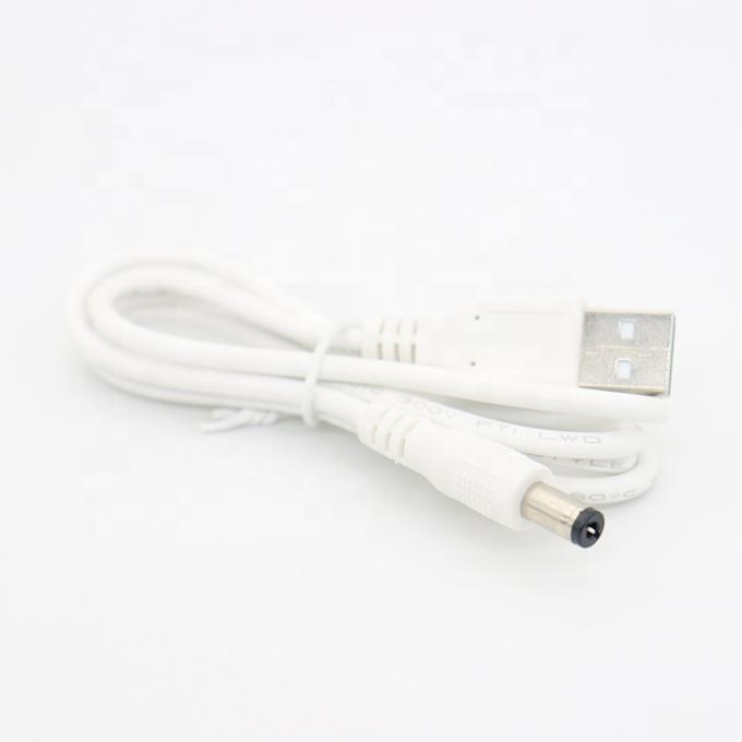 하얀색 1M 5V USB 2.0 A 남성에서 DC 배럴 잭 5.5X2.1mm 전원 충전 케이블 2