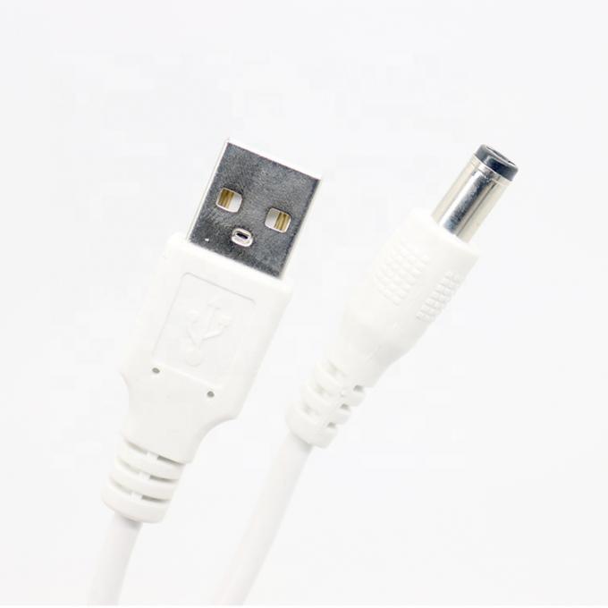 하얀색 1M 5V USB 2.0 A 남성에서 DC 배럴 잭 5.5X2.1mm 전원 충전 케이블 5
