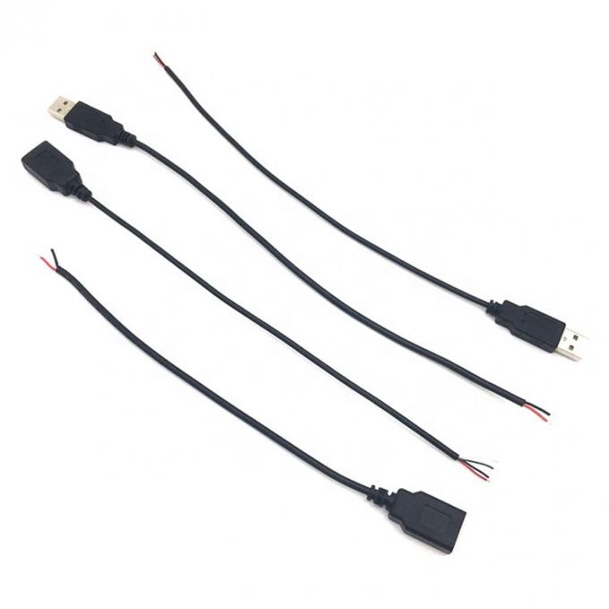 남성 여성 USB 2.0 타입 A 플러그 자유 끝 틴 오픈 피그테일 와이어 충전 케이블 LED 스트립 2