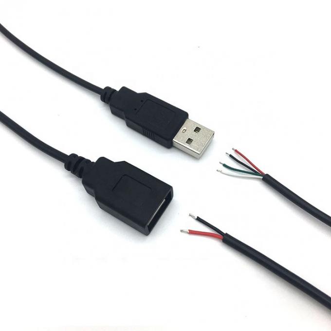 남성 여성 USB 2.0 타입 A 플러그 자유 끝 틴 오픈 피그테일 와이어 충전 케이블 LED 스트립 5