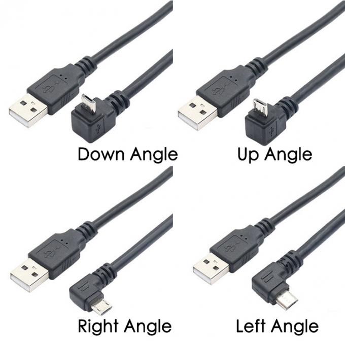 커스터마이징 1m 2m 3m 90도 오른쪽 각 마이크로 B V8 커넥터 USB 확장 데이터 충전 케이블 5