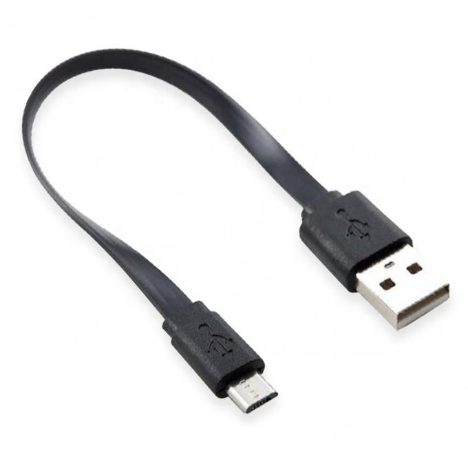파워뱅크 스피커용 짧은 검은 흰 평면 마이크로 USB 케이블 0