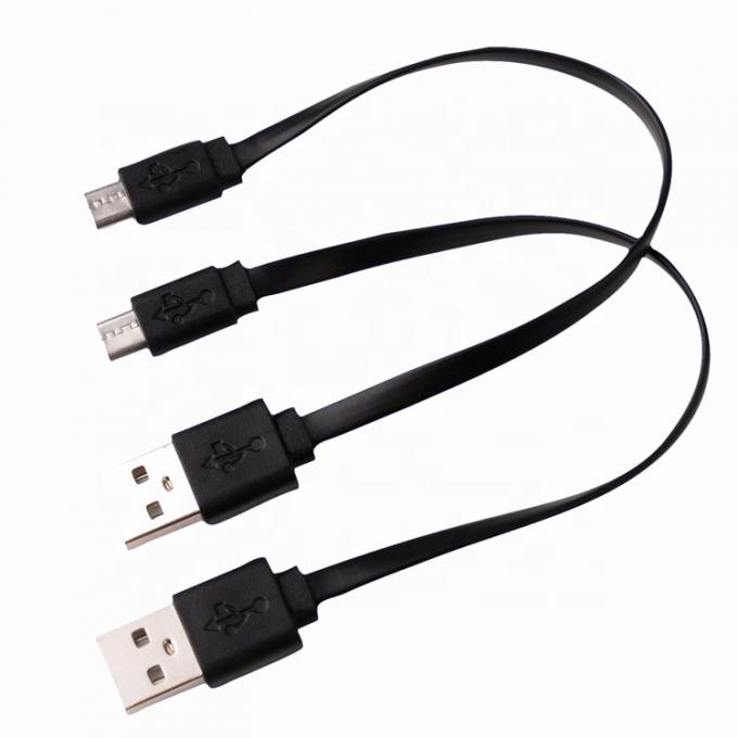 파워뱅크 스피커용 짧은 검은 흰 평면 마이크로 USB 케이블 2