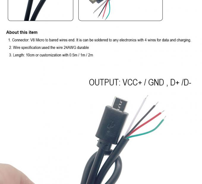 OEM 사용자 지정 마이크로 B V8 5 핀 USB 남성 오픈 피그테일 맨 케이블 1