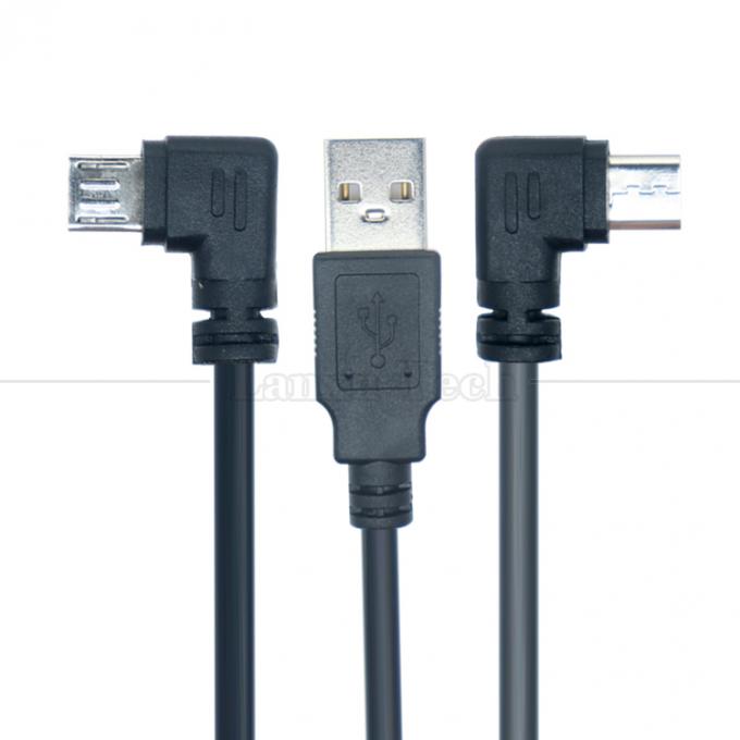 커스터마이징 1m 2m 3m 90도 오른쪽 각 마이크로 B V8 커넥터 USB 확장 데이터 충전 케이블 0