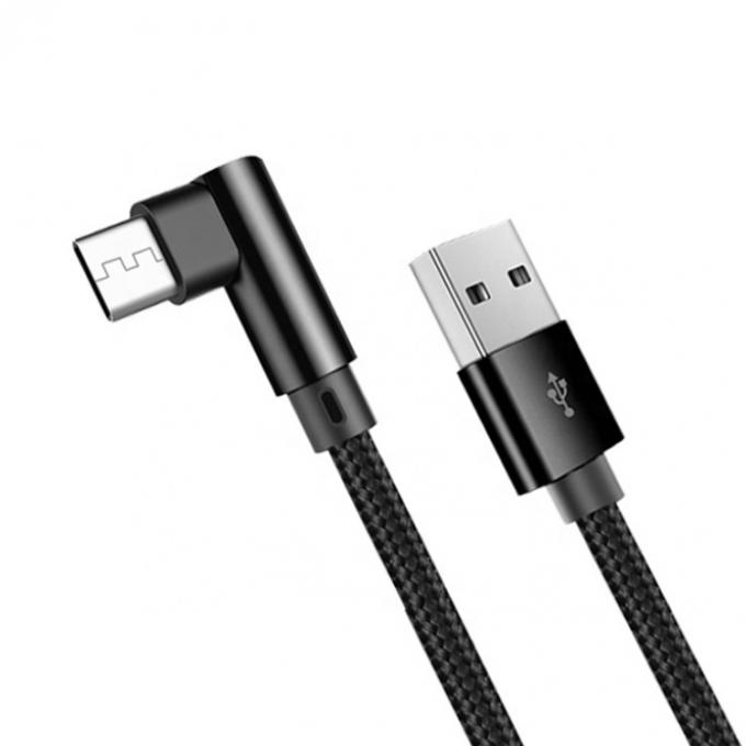 빠른 충전 2.4A 나일론 넥타이 L 모양 왼쪽 각 마이크로 b USB A 남성 데이터 충전 케이블 전화 3