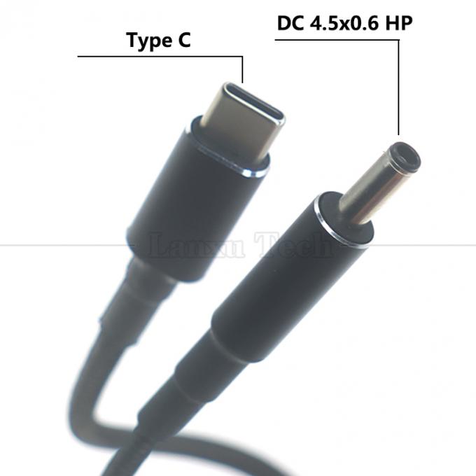 나일론 넥타이 100W 20V 5A PD 타입 C ~ DC 4.5x3.0 7.4x0.6 어댑터 충전 케이블 HP 델 레노보 아수스 에이서 삼성 노트북 1