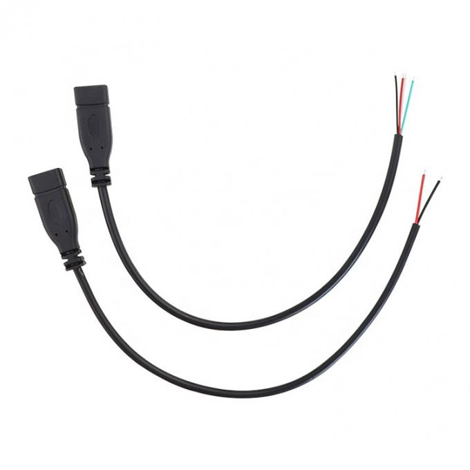 OEM 2 4 코어 USB 타입 C 남성 여성에서 벗겨진 오픈 와이어 엔드 피그테일 케이블 3