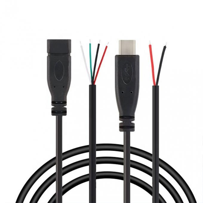 OEM 2 4 코어 USB 타입 C 남성 여성에서 벗겨진 오픈 와이어 엔드 피그테일 케이블 5