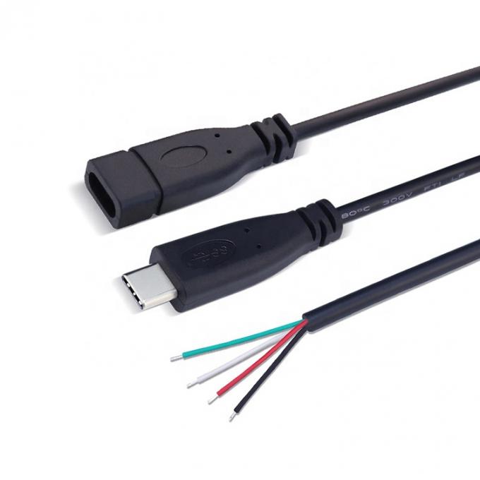 OEM 2 4 코어 USB 타입 C 남성 여성에서 벗겨진 오픈 와이어 엔드 피그테일 케이블 4