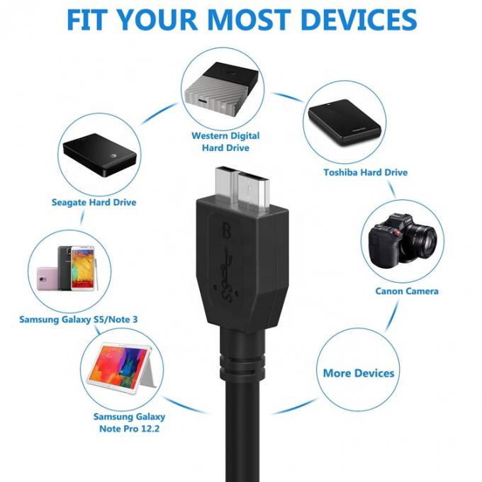 하이 스피드 5GBPS 데이터 충전 마이크로 USB 3.0 케이블 A에서 마이크로 B 삼성 Sdd Hdd 하드 디스크 5