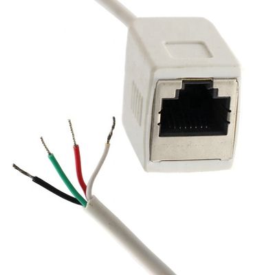 주문 커스터마이징 흰색 여성 RJ45 소켓 오픈 틴 용접 4 와이어 맨 끝 핑테일 케이블 online manufacture