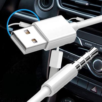 주문 짧은 USB 2.0 여성 3.5mm 플러그 잭 3 폴 AUX 변환기 어댑터 케이블 자동차 online manufacture