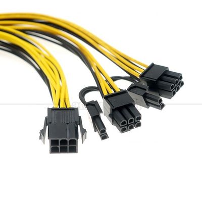 GPU 6 PIN에서 듀얼 8 PIN 18AWG PCI 익스프레스 메인보드 전원 공급 어댑터 PCIe 확장 케이블