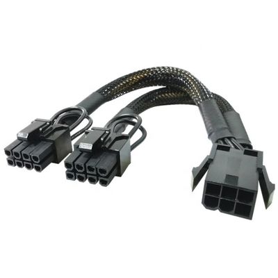 GPU 6 PIN 여성에서 듀얼 8 PIN 남성 18AWG PCI 익스프레스 메인보드 전원 공급 어댑터 PCIe 리저 3.0 확장 케이블
