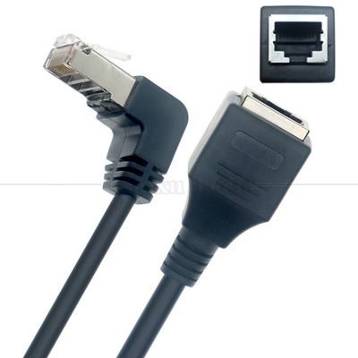 90도 각 RJ45 남성 RJ45 여성 소켓 Cat5e 이더넷 랜 케이블