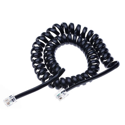 OEM 코일링 스프링 1m 2m 3m RJ9 4P4C RJ11 흑백 나선 평면 Cat3 ADSL 전화 케이블