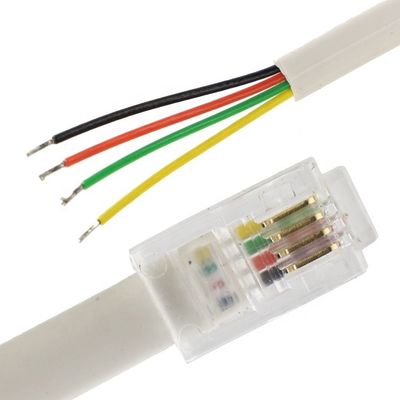 OEM 1m 흰색 검은색 RJ9 RJ11 남성 4p4c로 벗겨진 와이어 오픈 케이블