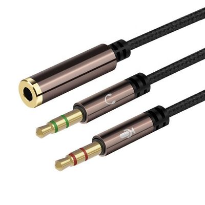 고품질의 나일론 넥타이 스플리터 1여자 2남자 헤드셋 3.5mm 잭 오디오 마이크 케이블
