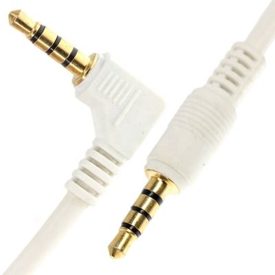 맞춤형 흰 금 연결 장치 남성에서 남성 오른쪽 각 3.5mm 잭 TRRS 플러그 스테레오 오디오 케이블