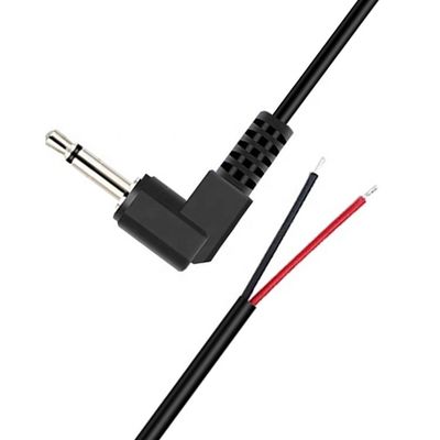 90도 오른쪽 각 2극 TS 3.5mm 스테레오 오디오 잭으로 벗겨진 피그테일 틴 벗은 와이어 끝 케이블