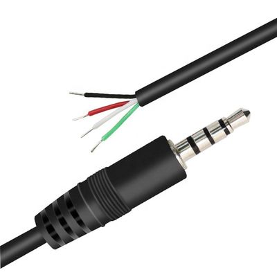 커스텀 4 폴 TRRS 3.5mm 스테레오 오디오 잭으로 벗겨진 피그테일 틴 된 맨 와이어 끝 케이블