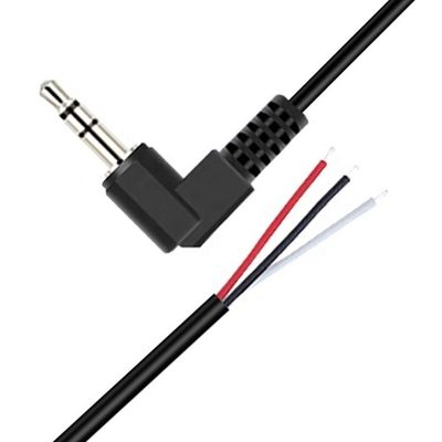 90도 오른쪽 각 3극 TRS 3.5mm 스테레오 오디오 잭으로 벗겨진 피그테일 틴 된 벗은 와이어 끝 케이블