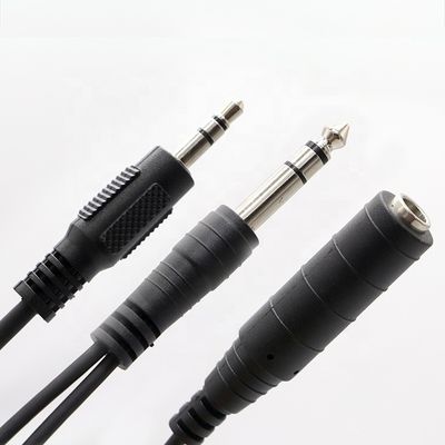 스플리터 남성에서 여성 6.35mm 3.5mm TRS 잭 마이크 오디오 케이블