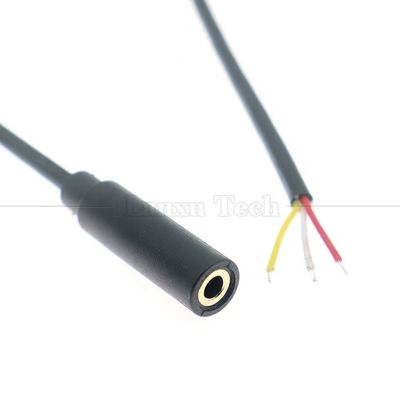 금으로 칠한 3.5mm TRS 3 플로스 쉴드 오디오 잭 여성에서 틴 된 맨 케이블 오픈 엔드 케이블