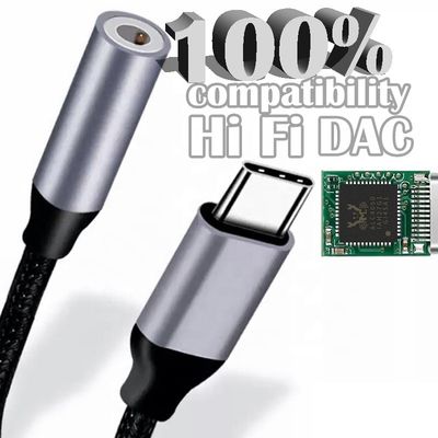 하이피 DAC USB 타입 C에서 3.5mm 헤드폰 잭 오디오 어댑터 삼성 화웨이 원플러스 메이즈 구글 원플러스