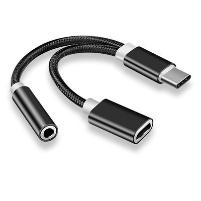 2 in 1 C형에서 3.5mm 충전 헤드폰 오디오 잭 USB C 케이블 휴대용 C형에서 3.5mm 연결 장치