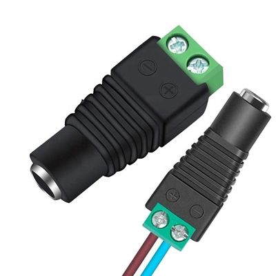 용매 없는 12v 24v 5.5x2.5mm 5.5x2.1mm 여성 DC 전원 플러그 커넥터 잭 어댑터 CCTV 카메라 LED 스트립 라이트