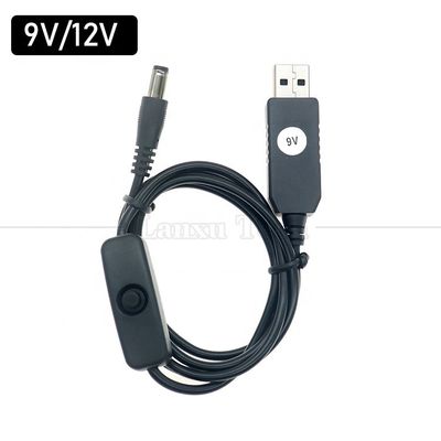 USB에서 9V 12V DC 5.5x2.1mm 잭 전원 충전기 ON OFF 스위치 케이블 라우터 팬 LED 스트립 스피커