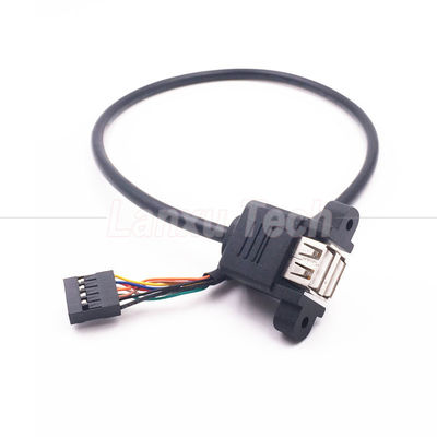 듀얼 USB 타입 A 2 포트 패널 마운트 USB로 듀폰 9 핀 헤더 커넥터 와이어 케이블
