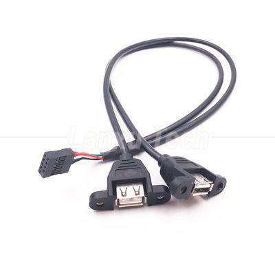 듀얼 USB 타입 A 2 포트 패널 마운트 USB에서 듀폰 커넥터 와이어 케이블