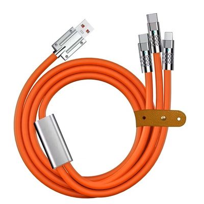 초고속 충전 120W 6A 액체 실리콘 3 in 1 멀티 커넥터 마이크로 C형 USB 데이터 충전 케이블