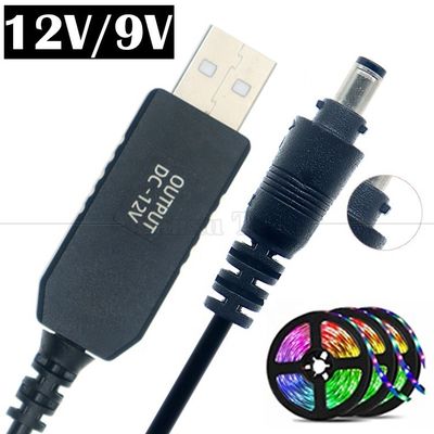 고품질 5V USB에서 12V 출력 DC 5.5x2.1mm 잠금 커넥터 부스터 LED 스트립 스트링 라이트 램프에 대한 전원 USB 케이블을 설정
