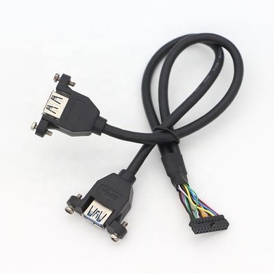 OEM 스크루 잠금 스터드 듀얼 USB 3.0 타입 A 여성 패널 마운트 케이블