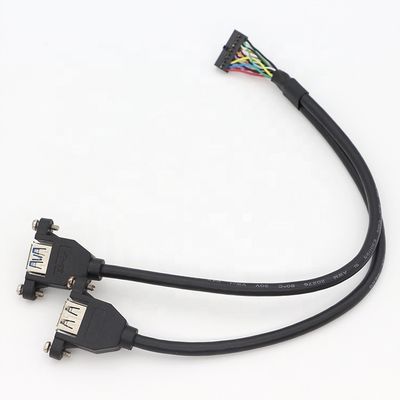 Y 스플리터 스크루 잠금 스터드 듀얼 USB 3.0 타입 A 여성 패널 마운트 USB 케이블