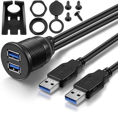 방수 남성에서 여성 Aux 자동차 대시보드 패널 모터사이클용 듀얼 USB 3.0 플러시 마운트 확장 케이블