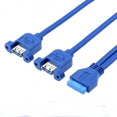 듀얼 패널 마운트 USB 3.0 여성 IDC 20 PIN 여성 PC 컴퓨터 케이스 메인보드 케이블