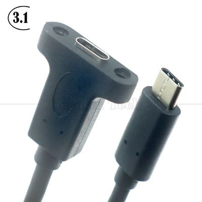 10Gbps 0.3m 1m 남성에서 여성 유형 C 3.1 패널 마운트 나사 잠금 구멍 USB 확장 케이블