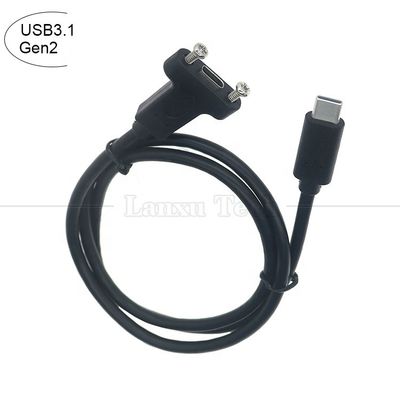 USB3.1 Gen2 10Gbps 스크루 잠금 USB 타입 C 남성에서 여성 패널 마운트 확장 케이블